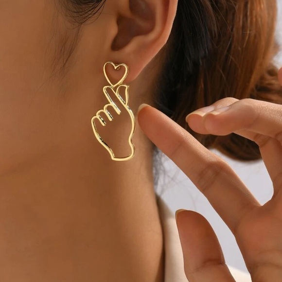 Red Heart in Hand Earrings - Picture 3 of 3